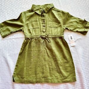 Old Navy Toddler Green Long Sleeve Shirt Dress 2T New With Tags